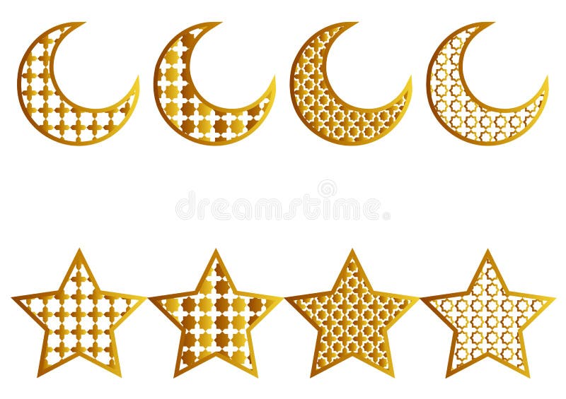 Moon with gold arabic pattern Royalty Free Vector Image