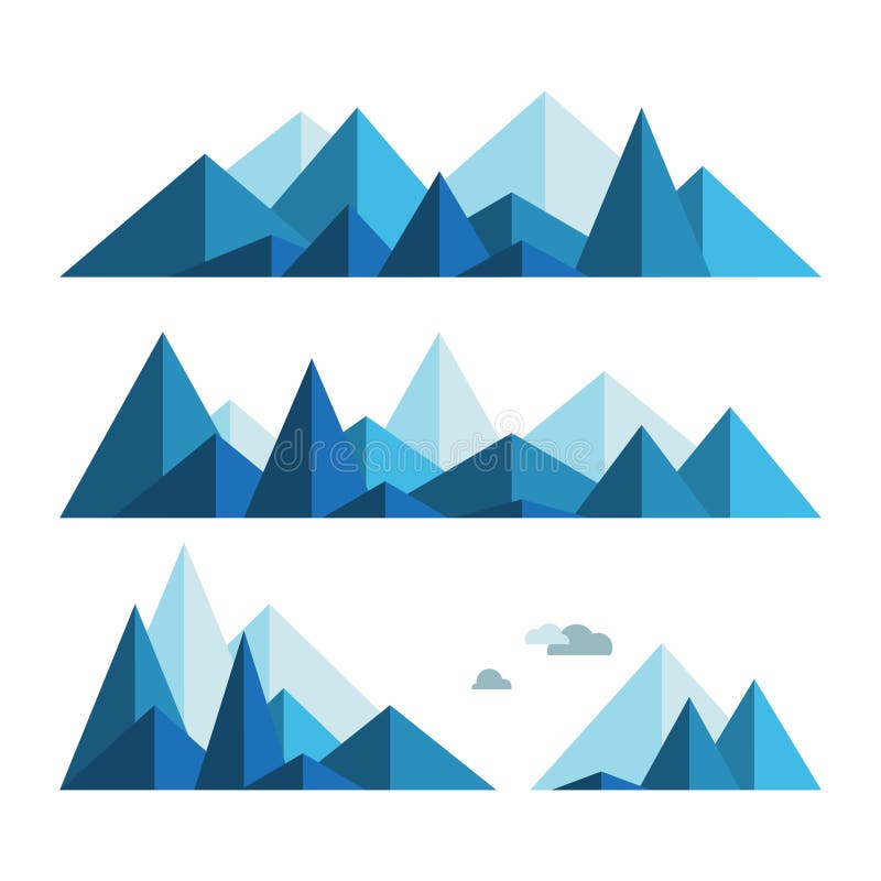 Collection of Mountains in Blue Color. Stock Vector - Illustration of ...