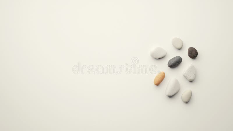 A collection of nine small stones in various colors and shapes, arranged in a loose cluster. royalty free stock photos
