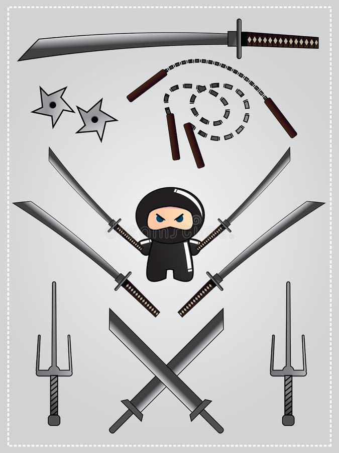Collection of ninja weapon vector illustration