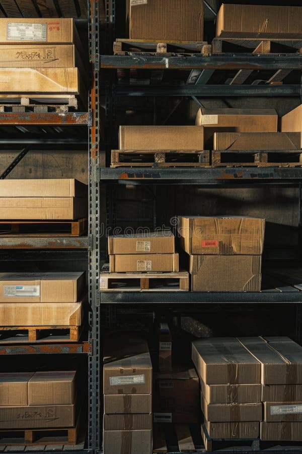 A collection of office supplies stacked on a shelf royalty free stock photos