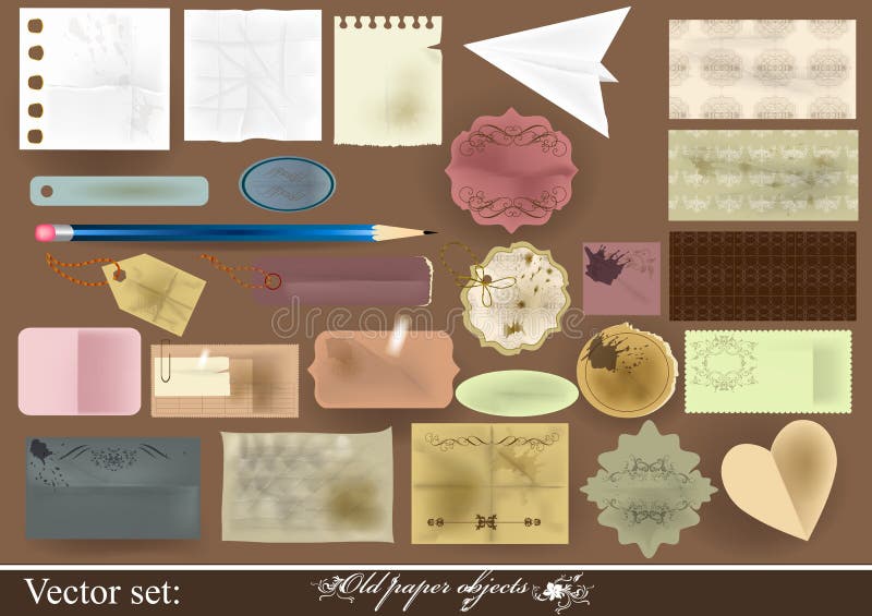 Various Old Remnant Pieces of Paper, Scrapbook, an Stock Vector -  Illustration of geometry, label: 42732667