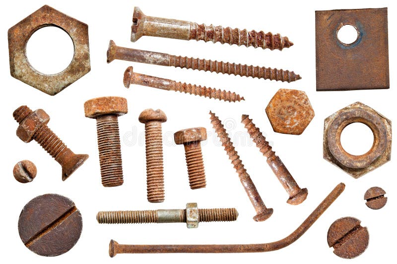 Collection Old Rusty Heads Bolts Old Nail Stock Photo Image of bolt
