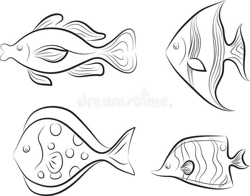 Collection of original stylised fishes.