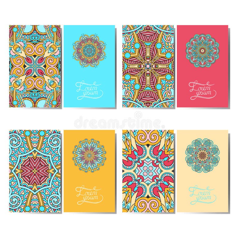 Collection of ornamental floral business cards royalty free illustration