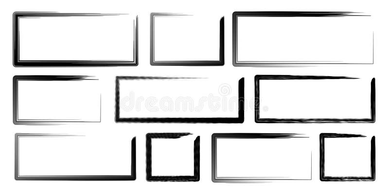 Collection of painted hand drawn rectangular frames. royalty free illustration