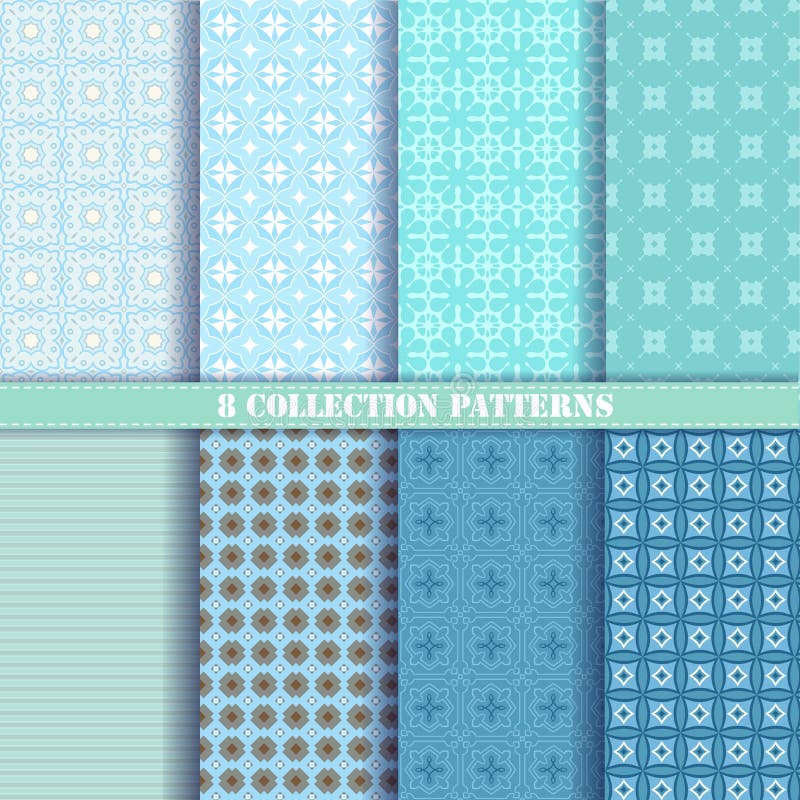 Collection 8 patterns vector blue stock illustration Collection 8 patterns vector blue stock illustration