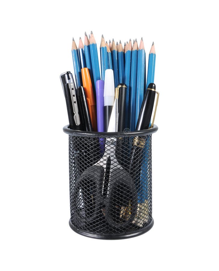 Collection Of Pencils, Pens, And Markers Stock Photo Image of black