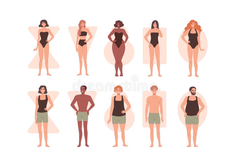 Human body shapes male figures types set Vector Image