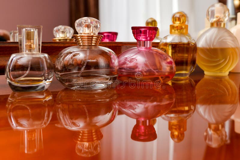 Collection of Perfume Bottles Stock Photo Image of background, beauty