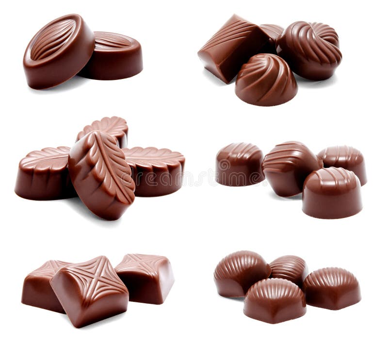 Collection of photos assortment of chocolate candies royalty free stock photos Collection of photos assortment of chocolate candies royalty free stock photos