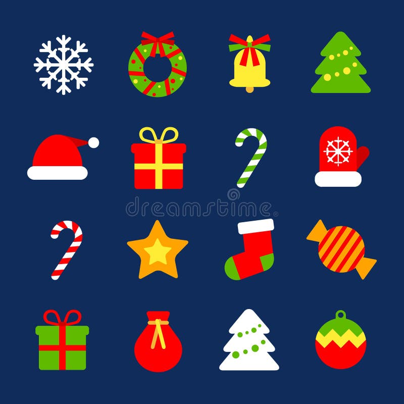 Collection plate d'icônes de Noël de Web Placez de 16 éléments pour la décoration de nouvelle année illustration libre de droits Collection plate d'icônes de Noël de Web Placez de 16 éléments pour la décoration de nouvelle année illustration libre de droits