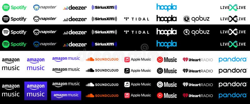 Collection of popular music streaming services logos