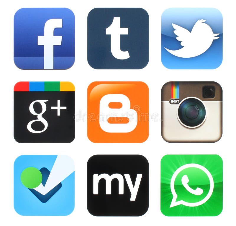 New Icons of Popular Social Media Apps Such As: Facebook, Find My Friends,  Badoo Dating, Skype, Telegram, Instagram, TextMe and Editorial Stock Photo  - Image of dating, brand: 170199103