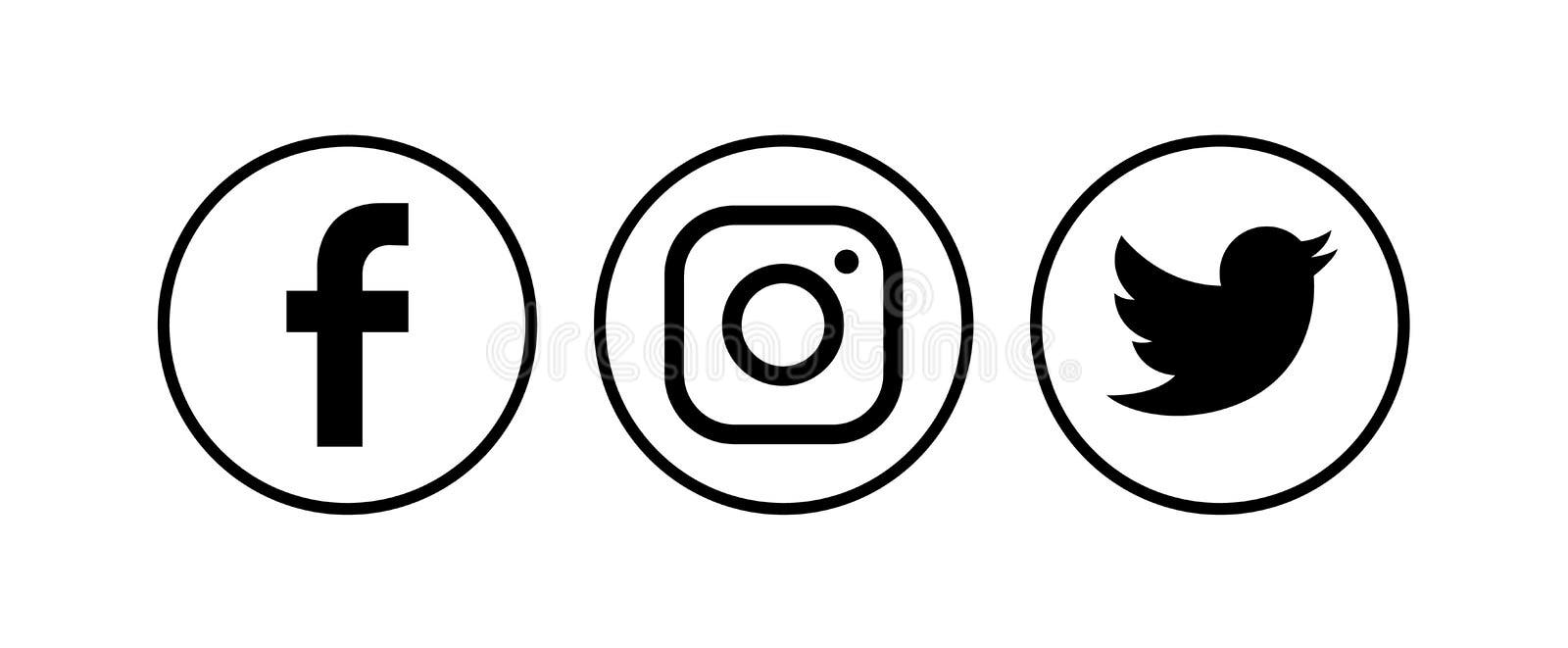 Collection of Popular Round White Social Media Icons Editorial Stock ...