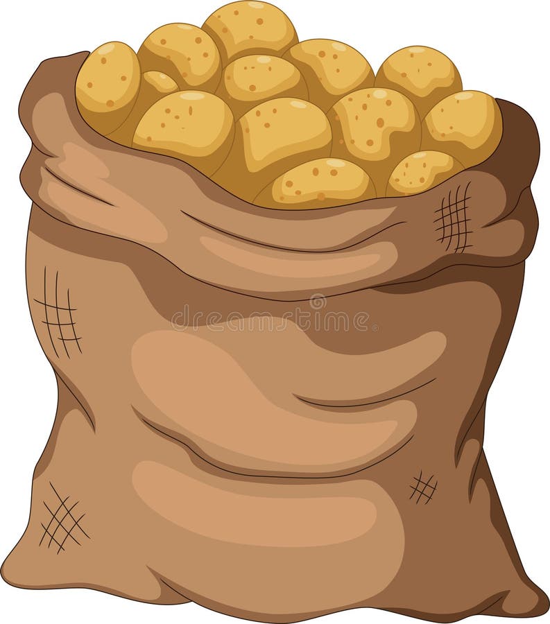 Collection Potato Cartoon on the Sack Stock Illustration - Illustration