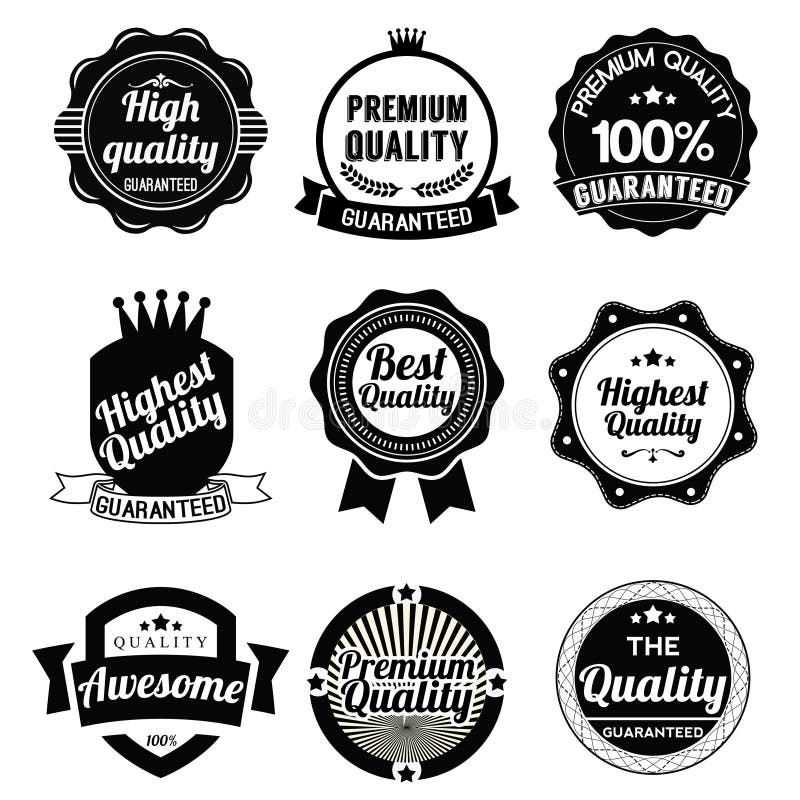 Golden Quality Labels and Emblems Stock Vector - Illustration of ...