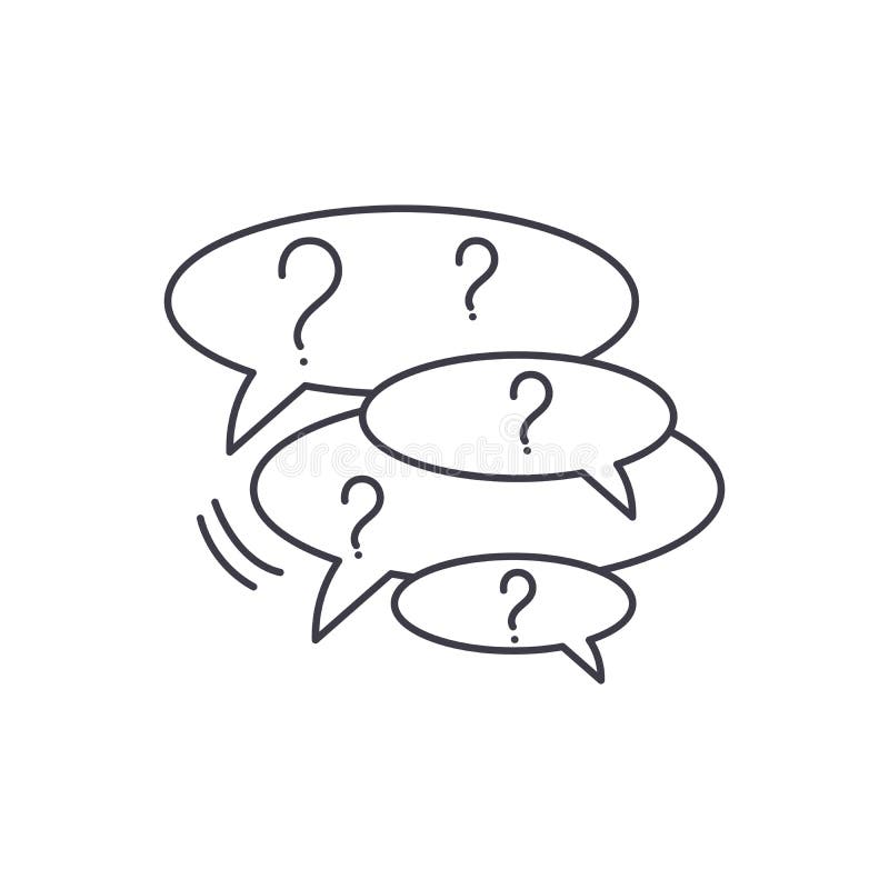 Collection of questions line icon concept. Collection of questions vector linear illustration, symbol, sign stock illustration