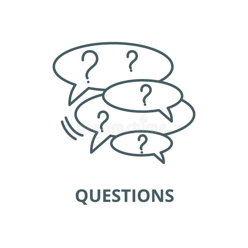 Collection of questions line icon, vector. Collection of questions outline sign, concept symbol, flat illustration royalty free illustration