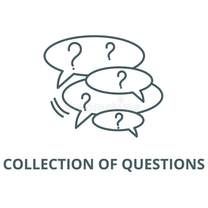 Collection of questions vector line icon, linear concept, outline sign, symbol. Collection of questions vector line icon, outline concept, linear sign
