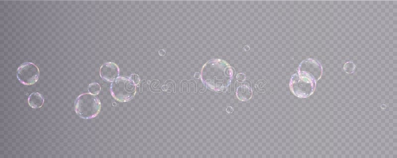 Collection of Realistic Soap Bubbles. Bubbles are Located on a