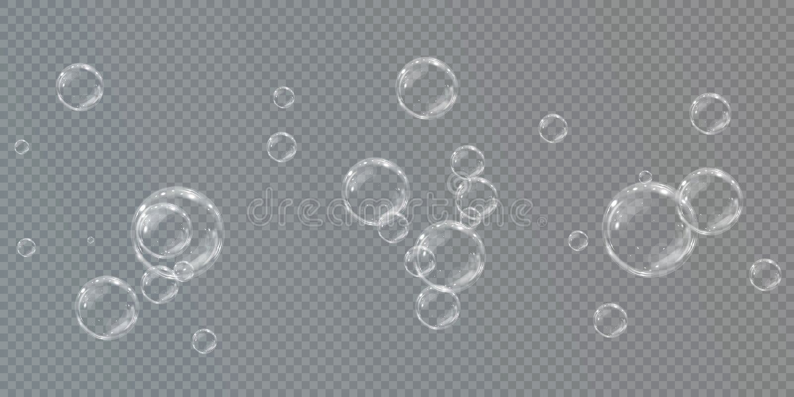 Bubble PNG. Set of realistic soap bubbles. Bubbles are located on