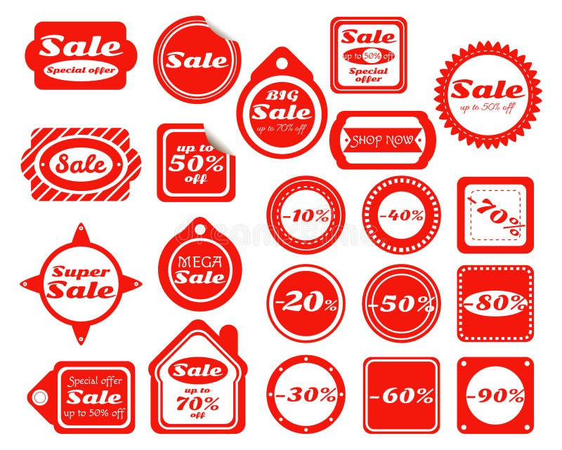 Collection Of Red Sale Stickers Stock Vector Illustration Of Business