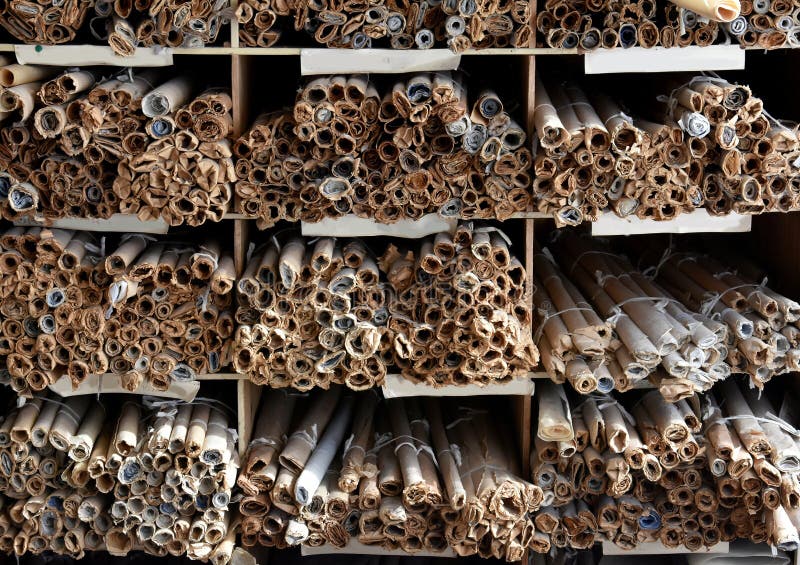 Collection of Rolled Old Pattern for Sewing Stock Image Image of