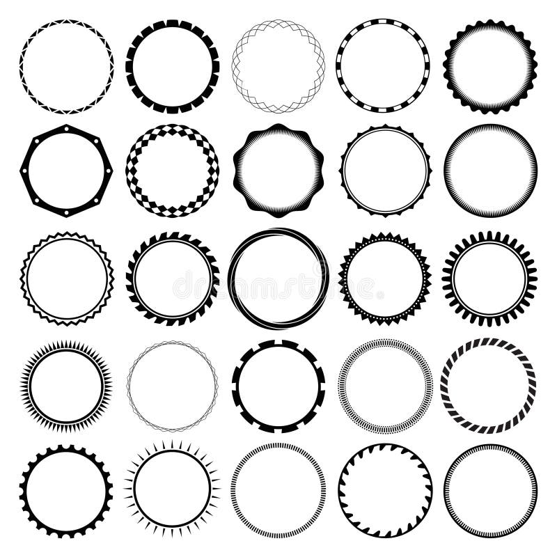 Collection of Round Decorative Ornamental Border Frames with Clear Background.