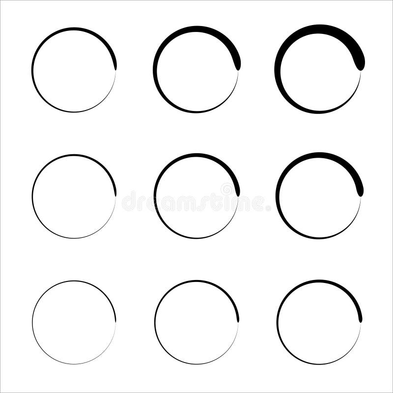 Collection of Round. Rounds Scribble Line Circles. Speed Lines in