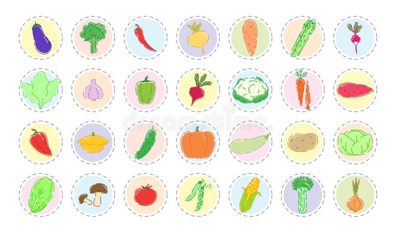 Stickers with vegetables stock vector. Illustration of isolated - 21597026