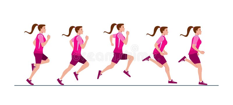 Collection of Running Woman Illustration Animation Sprite Set Sport