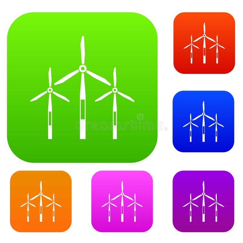 Collection réglée par turbines de couleur de générateur de vent illustration de vecteur Collection réglée par turbines de couleur de générateur de vent illustration de vecteur