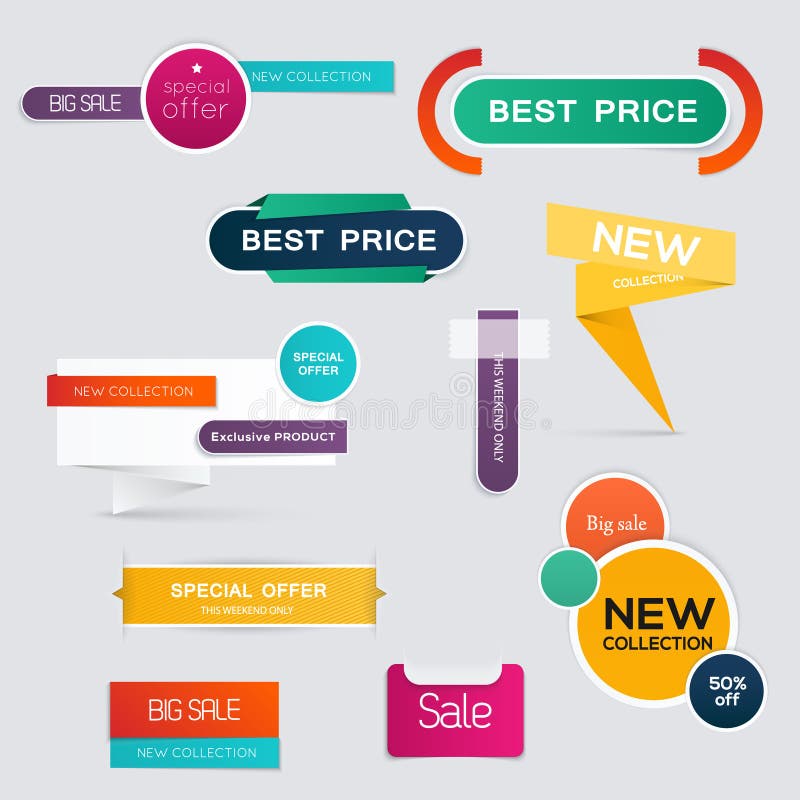 Collection of Sale Discount Styled origami Banners. royalty free illustration Collection of Sale Discount Styled origami Banners. royalty free illustration