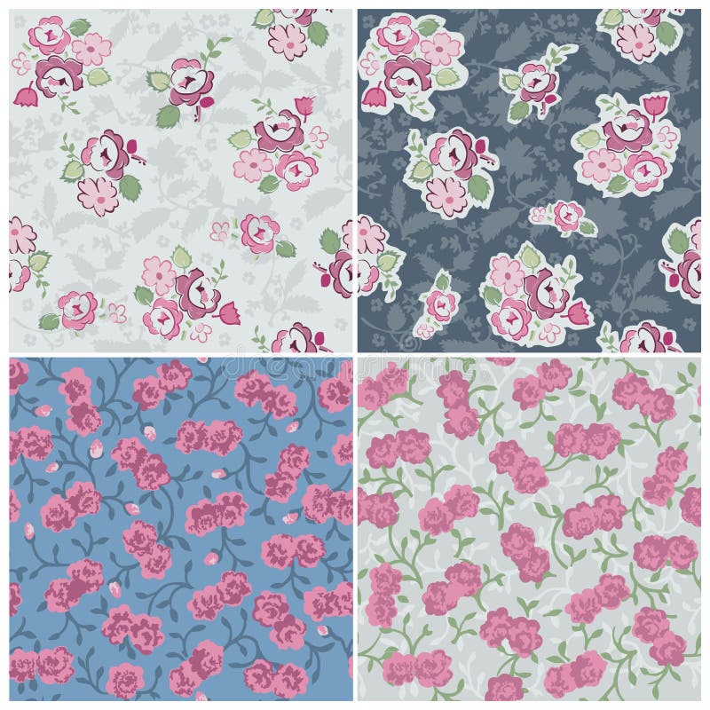 Collection sans joint de fond - fleurs illustration stock