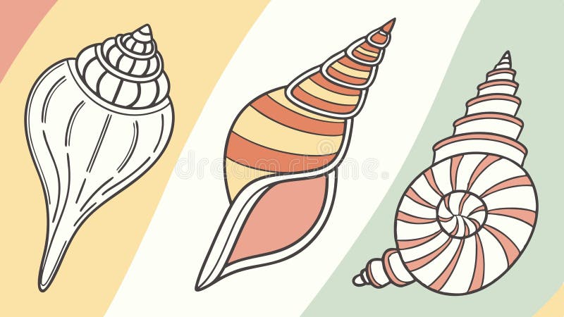 Collection of Sea Shells Illustration, vector design Generative AI stock illustration