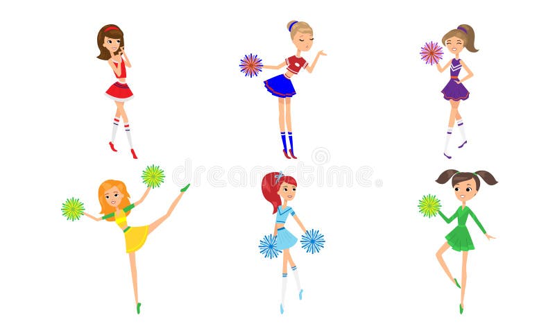 Little Girl Cheerleader With Pom Poms Vector Illustration Royalty Free SVG,  Cliparts, Vectors, and Stock Illustration. Image 10963550.