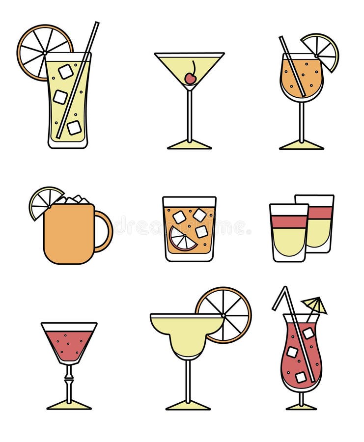 Divers Instruments D'accessoires D'outil De Cocktail Bar Tels Que Shaker  Lunettes Strainers Jiggers. Ensemble De Collections à Mai Illustration de  Vecteur - Illustration du affiche, barman: 232511778