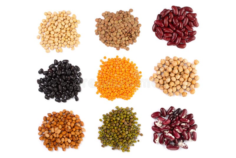 Collection set of Various dried kidney legumes beans, soybeans, lentils, chickpeas close up isolated on white background stock photos Collection set of Various dried kidney legumes beans, soybeans, lentils, chickpeas close up isolated on white background stock photos