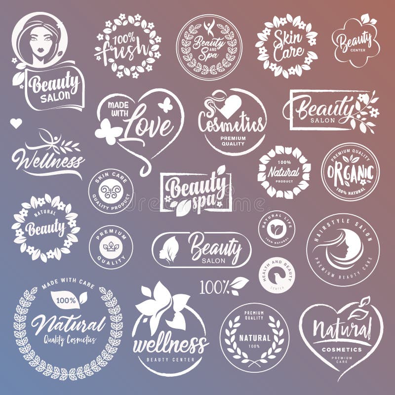 Collection of signs and elements for natural cosmetics and beauty products royalty free illustration Collection of signs and elements for natural cosmetics and beauty products royalty free illustration