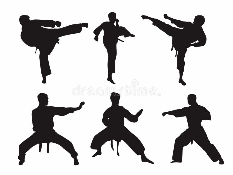 Collection Silhouette of a Karate Stock Vector - Illustration of ...