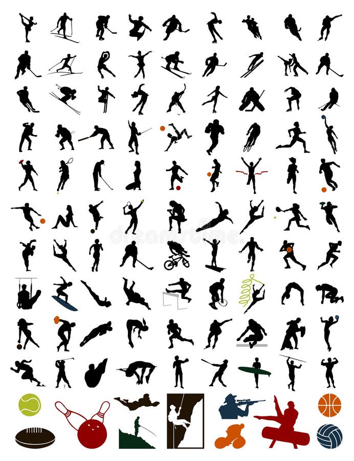 Collection of silhouettes of sportsmen