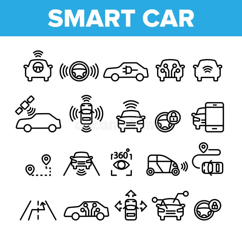 Collection Smart Car Elements Icons Set Vector royalty free illustration Collection Smart Car Elements Icons Set Vector royalty free illustration