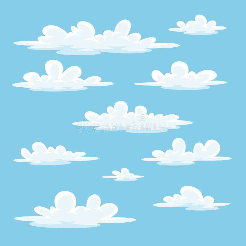 Collection of some different cartoon clouds. royalty free illustration