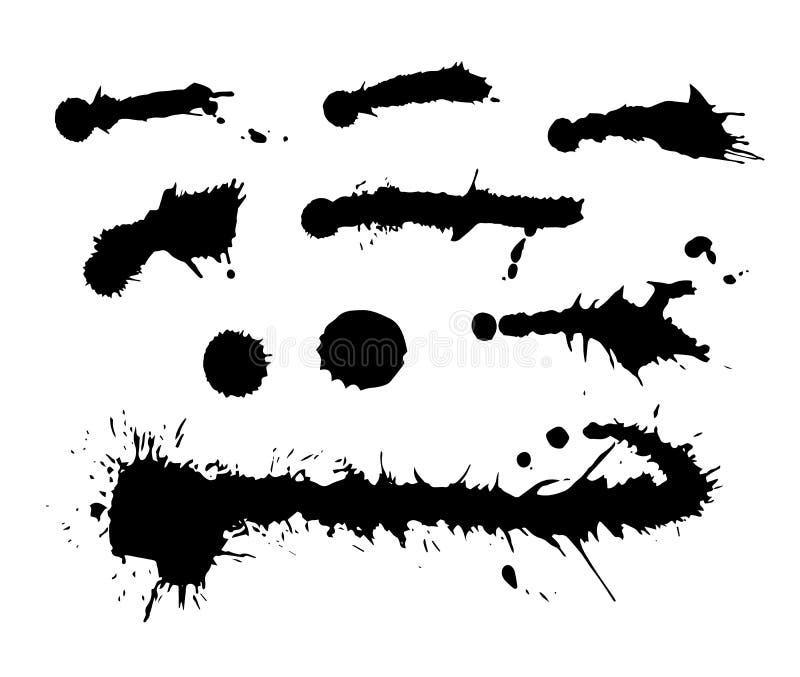 Collection of splatter brushes stock illustration
