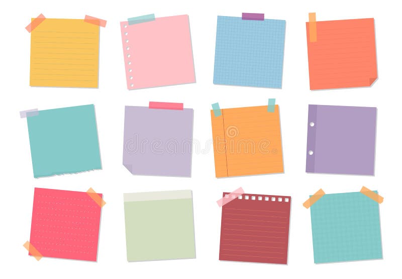 Set: mini sticky notes Stock Vector