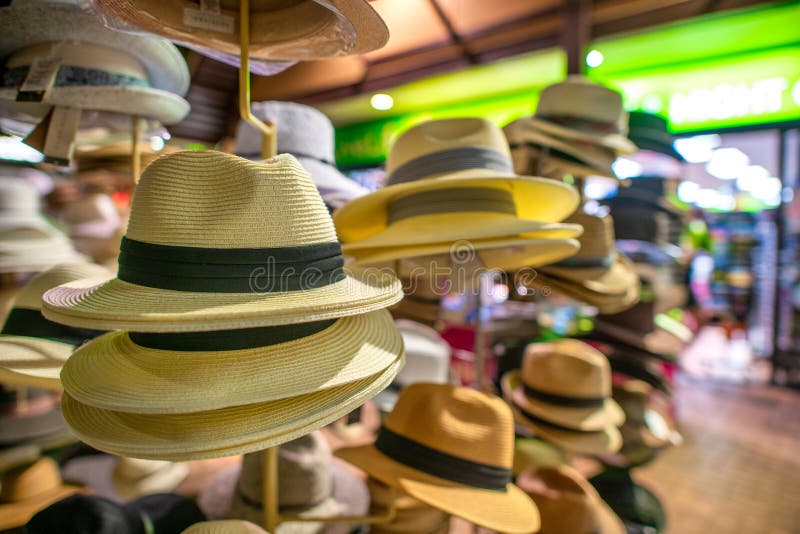 Collection of Straw Hats in a Shop Stock Photo Image of clothing