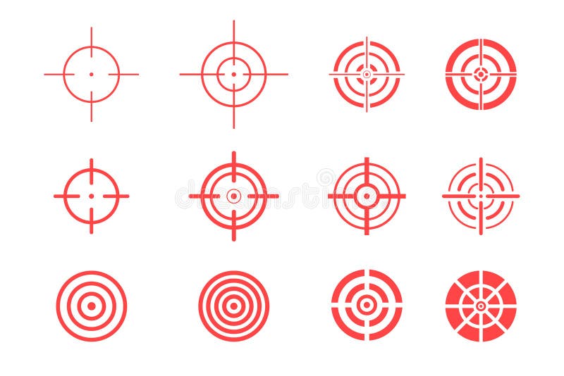 Collection of target icons on white background. Aim signs set.