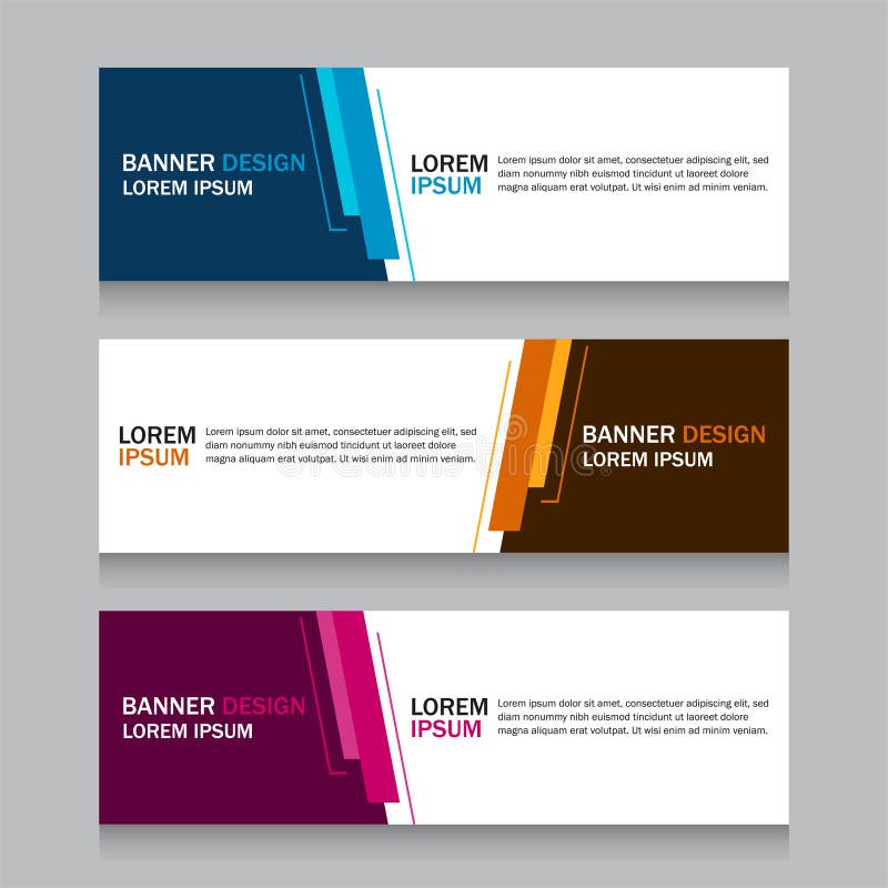 Collection Three Square Horizontal Business Banner Set Templates. Clean