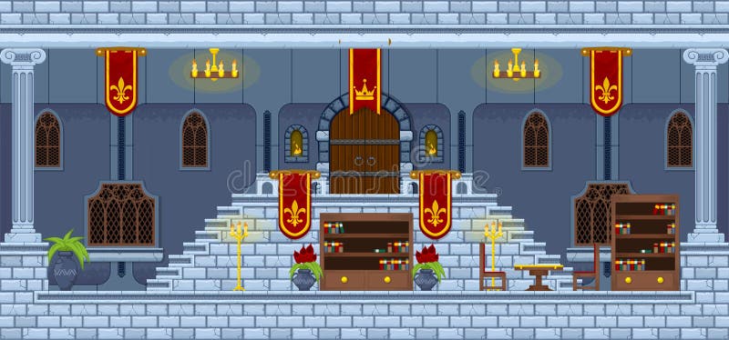 Medieval Castle Platformer Tileset vector illustration